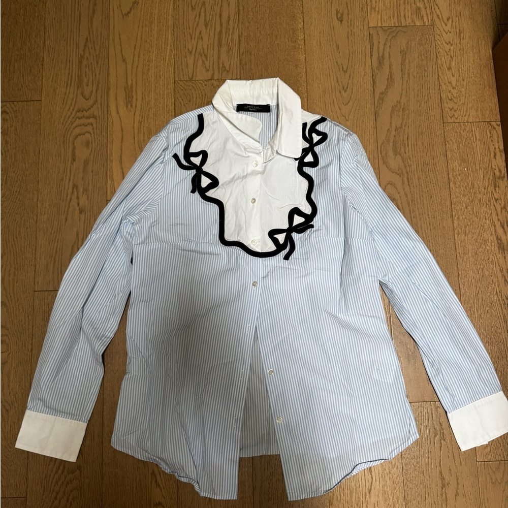 MaxMara White and Blue Striped Shirt